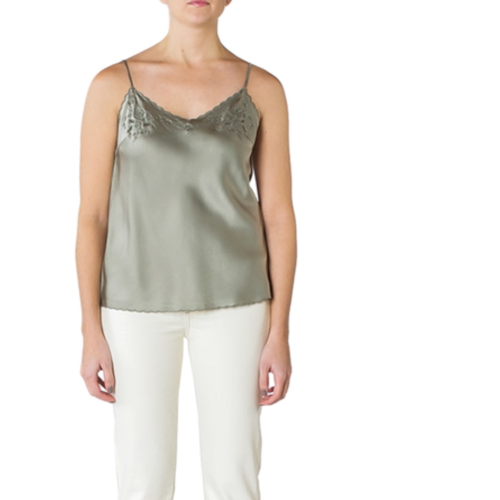 Embroidered Silk Charmeuse Cami